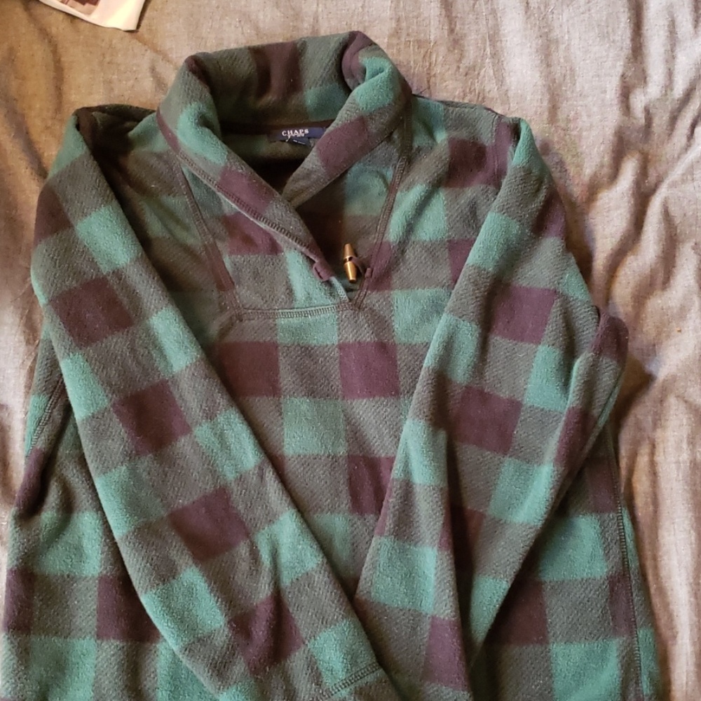 Chaps Fleece Jacket Pullover W/Button - image 1